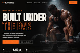 design a cinematic gym and fitness website landing page