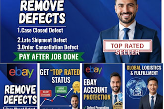 remove ebay feedbacks, transaction, late shipment defects make account top rated
