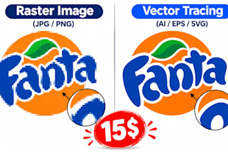 do professional vector tracing, convert image to vector ai eps svg