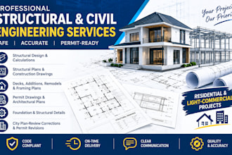 be your civil and structural engineer for structural design and calculation, cad