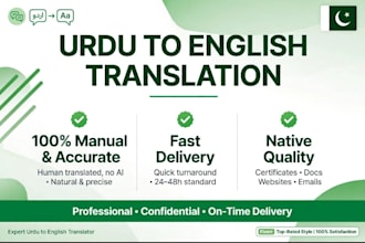 translate english to urdu and urdu to english professionally
