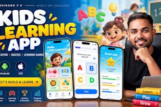 build kids learning app, educational app, children app, kids education app