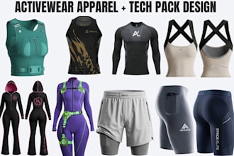 design fashion clothing tech pack for running short tight and activewear apparel