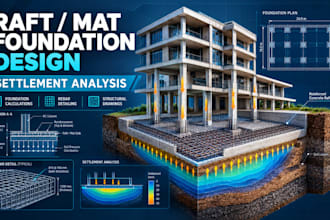 design raft, mat foundations, perform foundation settlement analysis