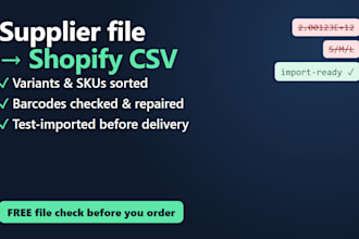 convert your supplier file into a shopify bulk upload CSV