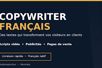 write persuasive french copywriting for ads, scripts and sales pages