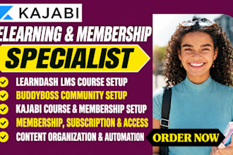 build kajabi membership community, subscription setup, learndash learnworlds lms