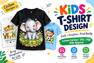 design cute watercolor animal t shirt designs for kids and babies