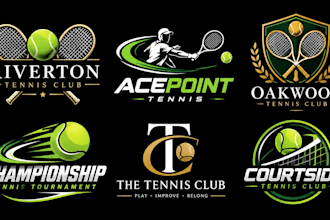 design a professional tennis, sports club, tournament, tennis rackets logo