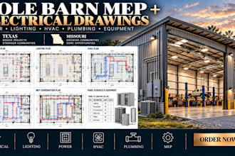 create pole barn mep and electrical drawings in texas, missouri