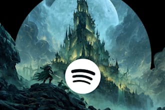 create fantasy spotify cover artwork with cinematic style