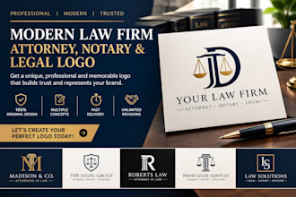 create modern law firm attorney notary and legal logo