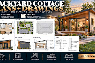 create backyard cottage plans and drawings in california, oregon