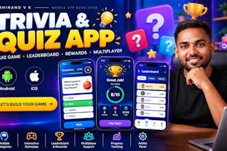 build trivia app, quiz app, trivia game, quiz game mobile app android and IOS