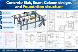 design concrete slab, beam, column and foundation structure