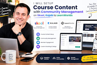 setup course content with community management on skool, kajabi, learnworlds