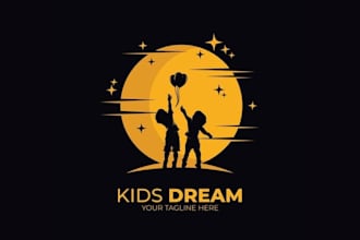 design premium child playing balloon logo for kids brand