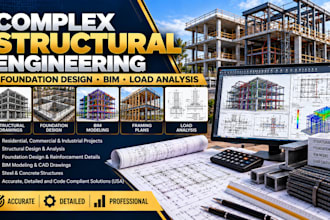 do complex structural drawing foundation design and bim models load analysis USA