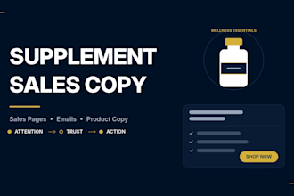 write high converting supplement sales pages and health email copy