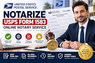 notarize usps form 1583 online same day notary public legal documents fast