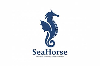 create high quality seahorse logo and luxury ocean branding