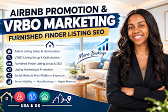 do airbnb promotion, vrbo marketing, furnished finder listing seo