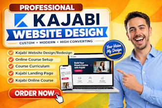 design kajabi website and redesign online course landing page and course