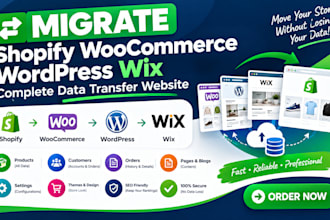migrate shopify store woocommerce wordpress wix complete data transfer website