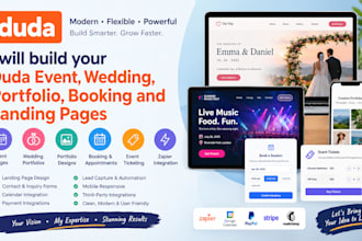 duda event ticket wedding portfolio website landing pages booking integration