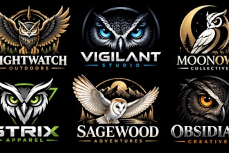 design a professional, owl, wisdom, mascot, nature, or mysterious owl eye logo