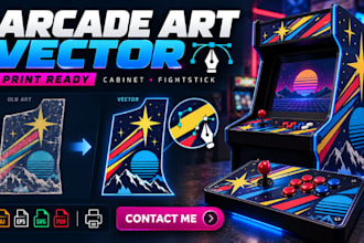 convert arcade cabinet artwork, fightstick graphics into print ready vector file