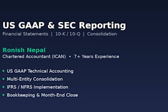prepare US gaap financial statements, sec filings, and consolidations