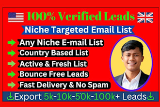 do niche targeted verified email list, b2b, bulk email list for email marketing