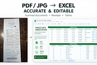 convert PDF, scanned images and receipts to excel