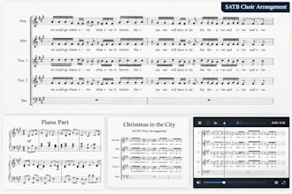 transcribe and arrange your songs into satb choir and church notated sheet music