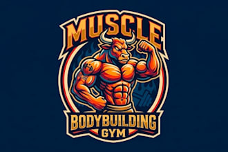 make new style bodybuilding mascot logo design