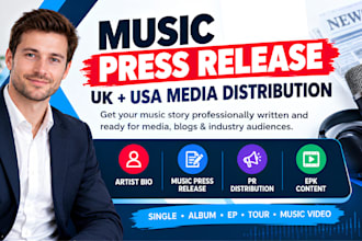 write artist bio UK USA music press release PR distribution to top media sites