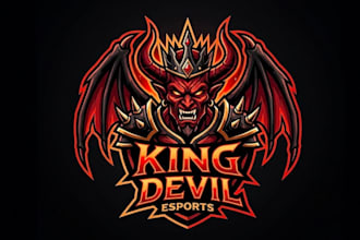 draw king devil e sport mascot logo design service for your company