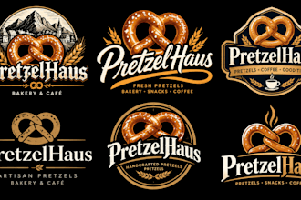 design a professional , bakery, snack, food, cafe, german style pretzel logo