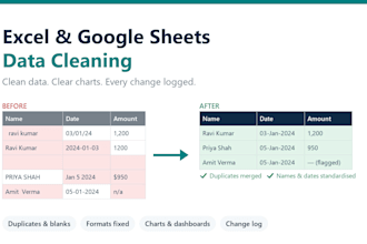 clean, organize and chart your excel or google sheets data