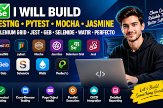 build testng pytest mocha jasmine selenium grid jest geb selenide watir perfecto