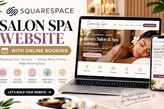 design a squarespace salon spa website with online booking