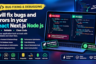 fix bugs and errors in your react nextjs nodejs web app