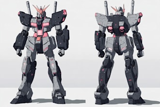 make gundam character illustration and robot art
