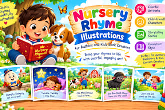 illustrate colorful nursery ryhmes for authors and kids book creators