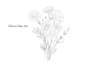line art illustration botanical and flower beautifully