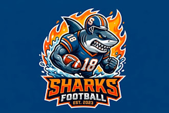 draw modern style for shark football sport mascot logo design