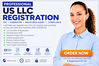 register a US llc, form your company, assist with ein and llc address changes
