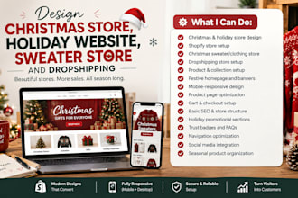 design christmas store, holiday website, sweater store and dropshipping