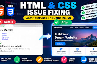 fix HTML CSS website issues and make your website responsive
